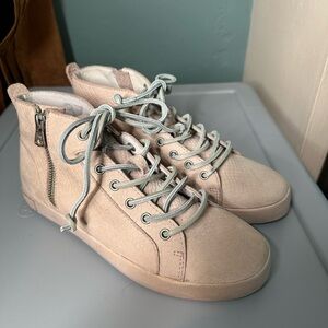 Blackstone Originals Blush Faux Snakeskin Leather High-Top Sneakers Size 37/US7